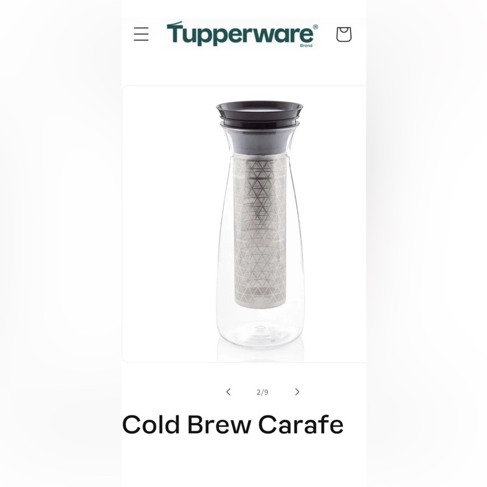 NEW Tupperware Cold Brew Carafe Includes Carafe, Stainless Steel Mesh And Cover